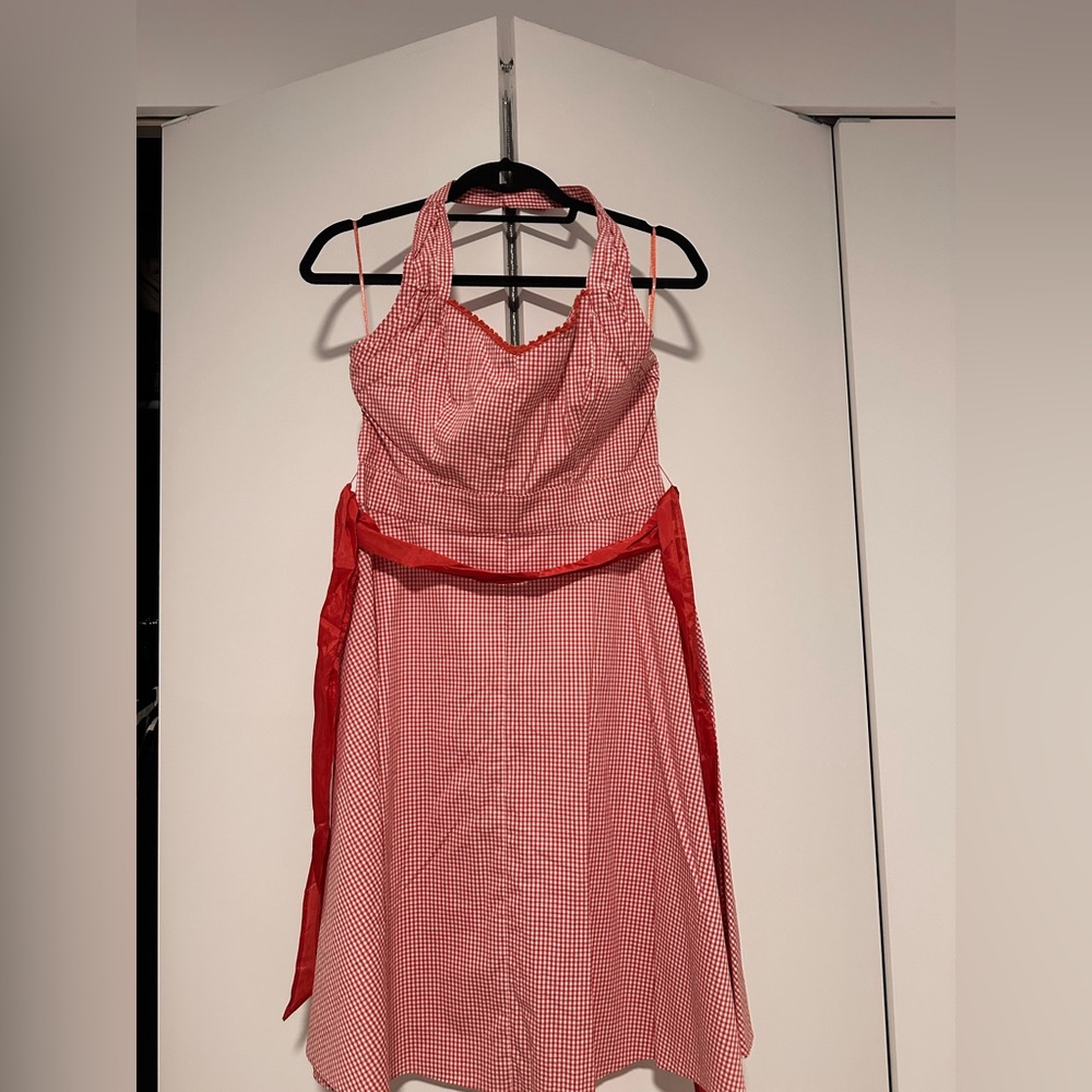 Guess - Red and white gingham halter dress